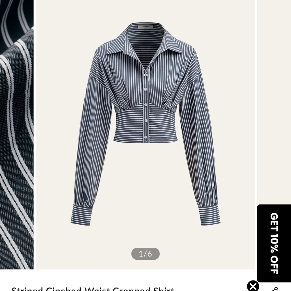 NWT Commense Navy blue and White Striped Button Down Shirt